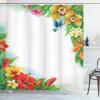 Ambesonne Cactus Shower Curtain, Cacti Spikes Flowers Birds Cartoon Style Vintage Like Colored Art, Cloth Fabric Bathroom Decor Set with Hooks, 69″ W x 84″ L, Green and Blue(Soft Blue Coral Green)