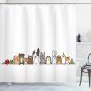 Ambesonne Cartoon Shower Curtain, Domestic Pets Various Animals with Funny Expressions Humorous Cartoon Style, Cloth Fabric Bathroom Decor Set with Hooks, 69″ W x 75″ L, Grey Salmon