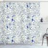 Ambesonne Cartoon Shower Curtain, Science Chemistry Geometry Math Nerd Geek and Genius Themed Design Art, Cloth Fabric Bathroom Decor Set with Hooks, 69″ W x 70″ L, Blue and Ivory