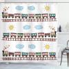 Ambesonne Cartoon Shower Curtain, Style Train and Tracklines on Sunny Day Hand Drawn Sun and Clouds Flowers, Cloth Fabric Bathroom Decor Set with Hooks, 69″ W x 70″ L, Chocolate Multicolor