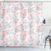 Ambesonne Cartoon Shower Curtain, Styled Cats Bats and Skulls Japanese Inspired Kawaii Design, Cloth Fabric Bathroom Decor Set with Hooks, 69″ W x 75″ L, Light Pink
