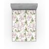 Ambesonne Floral Fitted Sheet, Roses Lavender Eucalyptus Watercolor Valentine’s Day Romantic Concept, Decorative Soft Fabric Bedding All-Round Elastic Pocket, Full Size, Purple Grey and Off White(Pale Pink and Laurel Green)