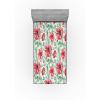 Ambesonne Floral Fitted Sheet, Valentine’s Day Theme Vintage Style Romantic Roses Pattern Plot, Decorative Soft Fabric Bedding All-Round Elastic Pocket, Twin Size, Dark Fuchsia and Slate Blue(Dark Coral and Army Green)