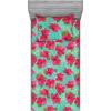 Ambesonne Floral Fitted Sheet & Pillow Sham Set, Valentine’s Day Theme Flowers Vintage Botanical Nature Ornament Art, Decorative Printed 2 Piece Bedding Decor Set, Twinxl, Dark Coral and Fern Green(Dark Coral and Cadet Blue)