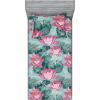 Ambesonne Floral Fitted Sheet & Pillow Sham Set, Valentine’s Day Theme Flowers Vintage Botanical Nature Ornament Art, Decorative Printed 2 Piece Bedding Decor Set, Twinxl, Dark Coral and Fern Green(Soft Pink and Petrol Blue)