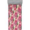 Ambesonne Floral Fitted Sheet & Pillow Sham Set, Watercolor Repeating Roses Valentine’s Day Theme Vintage Style Art, Decorative Printed 3 Piece Bedding Decor Set, Full, Dark Coral Fawn and Sepia(Pastel Pink and Reseda Green)