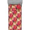 Ambesonne Floral Fitted Sheet & Pillow Sham Set, Watercolor Repeating Roses Valentine’s Day Theme Vintage Style Art, Decorative Printed 3 Piece Bedding Decor Set, Full, Dark Coral Fawn and Sepia(Dark Coral and Olive Green)