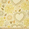 Ambesonne Yellow Fabric by The Yard, Childish Doodle Style Composition with Hearts and Flowers Romantic Valentines Day, Stretch Knit Fabric for Clothing Sewing and Arts Crafts, 5 Yards, Multicolor(Multicolor)