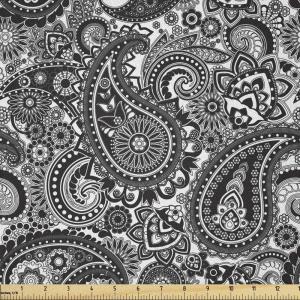 Ambesonne Adventure Cartoon Fabric by The Yard, Popular Travel Destinations Passport Stamp Motifs of Countries and Cities, Microfiber Fabric for Arts and Crafts Textiles & Decor, 1 Yard, Teal Orange(White Charcoal)