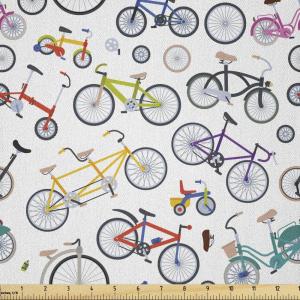 Ambesonne Adventure Cartoon Fabric by The Yard, Popular Travel Destinations Passport Stamp Motifs of Countries and Cities, Microfiber Fabric for Arts and Crafts Textiles & Decor, 1 Yard, Teal Orange(Teal Red)