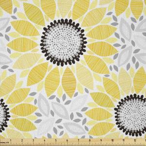 Ambesonne Adventure Cartoon Fabric by The Yard, Popular Travel Destinations Passport Stamp Motifs of Countries and Cities, Microfiber Fabric for Arts and Crafts Textiles & Decor, 1 Yard, Teal Orange(Yellow Gray)