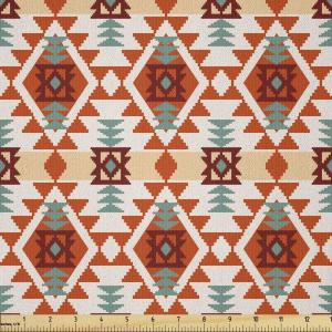 Ambesonne Adventure Cartoon Fabric by The Yard, Popular Travel Destinations Passport Stamp Motifs of Countries and Cities, Microfiber Fabric for Arts and Crafts Textiles & Decor, 1 Yard, Teal Orange(Off White Cinnamon Seafoam)