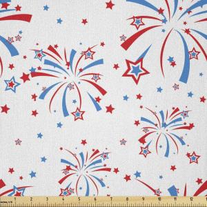 Ambesonne Adventure Cartoon Fabric by The Yard, Popular Travel Destinations Passport Stamp Motifs of Countries and Cities, Microfiber Fabric for Arts and Crafts Textiles & Decor, 1 Yard, Teal Orange(White Blue)