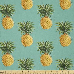 Ambesonne Adventure Cartoon Fabric by The Yard, Popular Travel Destinations Passport Stamp Motifs of Countries and Cities, Microfiber Fabric for Arts and Crafts Textiles & Decor, 1 Yard, Teal Orange(Turquoise Yellow)