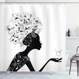 Ambesonne Cactus Shower Curtain, Cacti Spikes Flowers Birds Cartoon Style Vintage Like Colored Art, Cloth Fabric Bathroom Decor Set with Hooks, 69″ W x 84″ L, Green and Blue(White and Black)