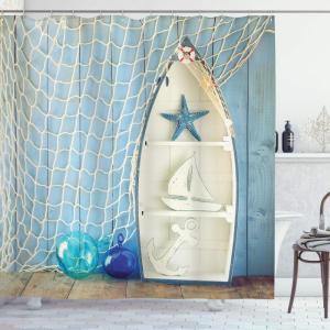 Ambesonne Cactus Shower Curtain, Cacti Spikes Flowers Birds Cartoon Style Vintage Like Colored Art, Cloth Fabric Bathroom Decor Set with Hooks, 69″ W x 84″ L, Green and Blue(White Blue)