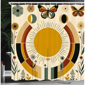 Ambesonne Cactus Shower Curtain, Cacti Spikes Flowers Birds Cartoon Style Vintage Like Colored Art, Cloth Fabric Bathroom Decor Set with Hooks, 69″ W x 84″ L, Green and Blue(Pale Coffee Eggshell)