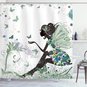 Ambesonne Cactus Shower Curtain, Cacti Spikes Flowers Birds Cartoon Style Vintage Like Colored Art, Cloth Fabric Bathroom Decor Set with Hooks, 69″ W x 84″ L, Green and Blue(Peacock Green)