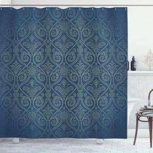 Ambesonne Cartoon Shower Curtain, Pug Dog in Bathtub Grooming Salon Service Shampoo Rubber Duck Pets in Style Image, Cloth Fabric Bathroom Decor Set with Hooks, 69″ W x 70″ L, Teal(Sea Blue)