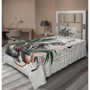 Ambesonne Cat Sheet Set, Romantic Date Night of Kitties Drinking Milkshake Cozy Night Scene Valentines, Fitted and Flat Sheet with Pillowcases Bedding Accent 4 Piece Set, King, Dark Blue Apricot(Grey Green Pale Rust)