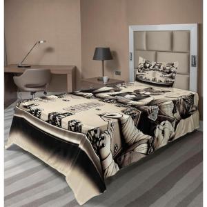 Ambesonne Cat Sheet Set, Romantic Date Night of Kitties Drinking Milkshake Cozy Night Scene Valentines, Fitted and Flat Sheet with Pillowcases Bedding Accent 4 Piece Set, King, Dark Blue Apricot(Ivory Dark Taupe)