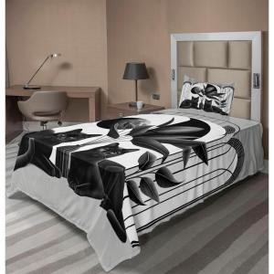 Ambesonne Cat Sheet Set, Romantic Date Night of Kitties Drinking Milkshake Cozy Night Scene Valentines, Fitted and Flat Sheet with Pillowcases Bedding Accent 4 Piece Set, King, Dark Blue Apricot(Pale Grey Charcoal Grey)