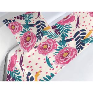 Ambesonne Floral Bed Runner Set, Rose Flowers and Leaves Pattern Vintage Valentine Romantic Ornament, Decorative Bedding Scarf and 2 Pillow Shams for Hotels Homes, King, Pastel Pink Hunter Green(Dried Rose and Petrol Blue)