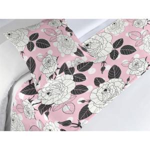 Ambesonne Floral Bed Runner Set, Rose Flowers and Leaves Pattern Vintage Valentine Romantic Ornament, Decorative Bedding Scarf and 2 Pillow Shams for Hotels Homes, King, Pastel Pink Hunter Green(Charcoal Grey Rose White)
