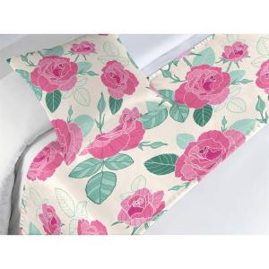 Ambesonne Floral Bed Runner Set, Rose Flowers and Leaves Pattern Vintage Valentine Romantic Ornament, Decorative Bedding Scarf and 2 Pillow Shams for Hotels Homes, King, Pastel Pink Hunter Green(Pastel Pink Hunter Green)