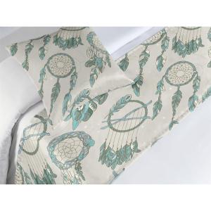 Ambesonne Floral Bed Runner Set, Rose Flowers and Leaves Pattern Vintage Valentine Romantic Ornament, Decorative Bedding Scarf and 2 Pillow Shams for Hotels Homes, King, Pastel Pink Hunter Green(Pale Teal and Peacock Green)