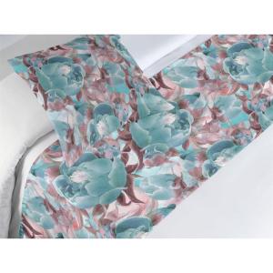 Ambesonne Floral Bed Runner Set, Rose Flowers and Leaves Pattern Vintage Valentine Romantic Ornament, Decorative Bedding Scarf and 2 Pillow Shams for Hotels Homes, King, Pastel Pink Hunter Green(Pale Teal and Sky Blue)
