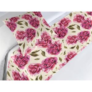 Ambesonne Floral Bed Runner Set, Rose Flowers and Leaves Pattern Vintage Valentine Romantic Ornament, Decorative Bedding Scarf and 2 Pillow Shams for Hotels Homes, King, Pastel Pink Hunter Green(Dark Coral Fawn and Sepia)