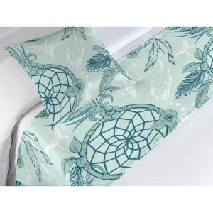 Ambesonne Floral Bed Runner Set, Rose Flowers and Leaves Pattern Vintage Valentine Romantic Ornament, Decorative Bedding Scarf and 2 Pillow Shams for Hotels Homes, King, Pastel Pink Hunter Green(Pale Teal and Almond Green)