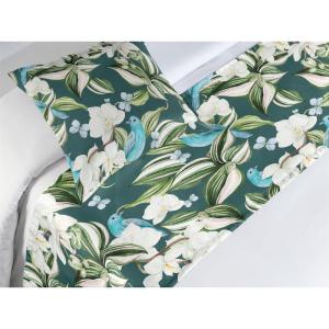 Ambesonne Floral Bed Runner Set, Roses Lavender Eucalyptus Watercolor Valentine’s Day Romantic Concept, Decorative Bedding Scarf and a Pillow Sham for Hotels Homes, Twin, Purple Grey and Off White(Fern Green Sky Blue Teal)