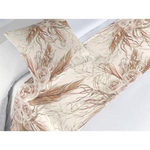 Ambesonne Floral Bed Runner Set, Roses Lavender Eucalyptus Watercolor Valentine’s Day Romantic Concept, Decorative Bedding Scarf and a Pillow Sham for Hotels Homes, Twin, Purple Grey and Off White(Warm Taupe and Eggshell)