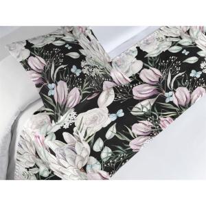 Ambesonne Floral Bed Runner Set, Roses Lavender Eucalyptus Watercolor Valentine’s Day Romantic Concept, Decorative Bedding Scarf and a Pillow Sham for Hotels Homes, Twin, Purple Grey and Off White(Purple Grey and Off White)