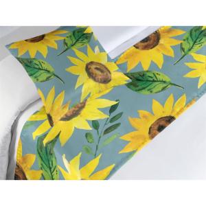 Ambesonne Floral Bed Runner Set, Roses Lavender Eucalyptus Watercolor Valentine’s Day Romantic Concept, Decorative Bedding Scarf and a Pillow Sham for Hotels Homes, Twin, Purple Grey and Off White(Earth Yellow Forest Green)
