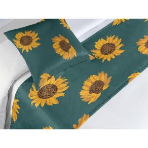Ambesonne Floral Bed Runner Set, Roses Lavender Eucalyptus Watercolor Valentine’s Day Romantic Concept, Decorative Bedding Scarf and a Pillow Sham for Hotels Homes, Twin, Purple Grey and Off White(Orange Teal Brown)