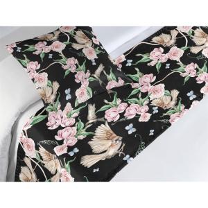 Ambesonne Floral Bed Runner Set, Roses Lavender Eucalyptus Watercolor Valentine’s Day Romantic Concept, Decorative Bedding Scarf and a Pillow Sham for Hotels Homes, Twin, Purple Grey and Off White(Pastel Pink Pale Green)