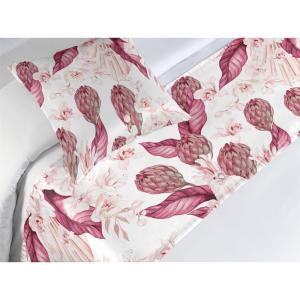 Ambesonne Floral Bed Runner Set, Roses Lavender Eucalyptus Watercolor Valentine’s Day Romantic Concept, Decorative Bedding Scarf and a Pillow Sham for Hotels Homes, Twin, Purple Grey and Off White(Dried Rose Pale Ruby)