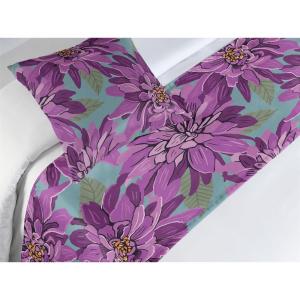 Ambesonne Floral Bed Runner Set, Roses Lavender Eucalyptus Watercolor Valentine’s Day Romantic Concept, Decorative Bedding Scarf and a Pillow Sham for Hotels Homes, Twin, Purple Grey and Off White(Purple Olive Green)