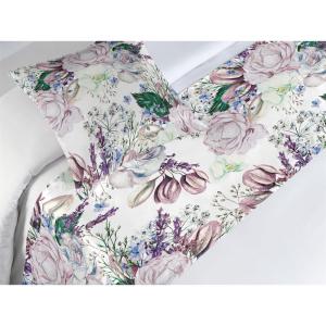 Ambesonne Floral Bed Runner Set, Valentine’s Day Romantic Concept Watercolor Hydrangeas Roses Birds, Decorative Bedding Scarf and 2 Pillow Shams for Hotels Homes, Queen, Soft Pink Pistachio Green(Pale Mauve White and Green)