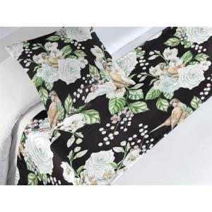 Ambesonne Floral Bed Runner Set, Valentine’s Day Romantic Concept Watercolor Hydrangeas Roses Birds, Decorative Bedding Scarf and 2 Pillow Shams for Hotels Homes, Queen, Soft Pink Pistachio Green(Sea Green Pastel Brown)