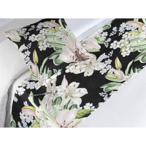Ambesonne Floral Bed Runner Set, Valentine’s Day Romantic Concept Watercolor Hydrangeas Roses Birds, Decorative Bedding Scarf and 2 Pillow Shams for Hotels Homes, Queen, Soft Pink Pistachio Green(Laurel Green Black White)