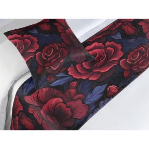 Ambesonne Floral Bed Runner Set, Valentine’s Day Romantic Concept Watercolor Hydrangeas Roses Birds, Decorative Bedding Scarf and 2 Pillow Shams for Hotels Homes, Queen, Soft Pink Pistachio Green(Dark Coral and Violet Blue)