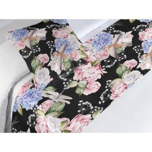 Ambesonne Floral Bed Runner Set, Valentine’s Day Romantic Concept Watercolor Hydrangeas Roses Birds, Decorative Bedding Scarf and 2 Pillow Shams for Hotels Homes, Queen, Soft Pink Pistachio Green(Soft Pink Pistachio Green)