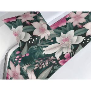 Ambesonne Floral Bed Runner Set, Valentine’s Day Romantic Concept Watercolor Hydrangeas Roses Birds, Decorative Bedding Scarf and 2 Pillow Shams for Hotels Homes, Queen, Soft Pink Pistachio Green(Pink Laurel Green White)