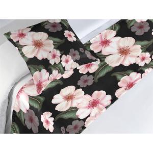 Ambesonne Floral Bed Runner Set, Valentine’s Day Romantic Concept Watercolor Hydrangeas Roses Birds, Decorative Bedding Scarf and 2 Pillow Shams for Hotels Homes, Queen, Soft Pink Pistachio Green(Blush Reseda Green)