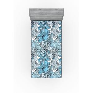 Ambesonne Floral Fitted Sheet, Romantic Valentine’s Day Theme Overlapping Simplistic Rose Flowers Art, Decorative Soft Fabric Bedding All-Round Elastic Pocket, Full Size, Pale Salmon and Blush(Pale Azure Blue and White)