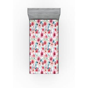 Ambesonne Floral Fitted Sheet, Romantic Valentine’s Day Theme Overlapping Simplistic Rose Flowers Art, Decorative Soft Fabric Bedding All-Round Elastic Pocket, Full Size, Pale Salmon and Blush(Dried Rose and Slate Blue)